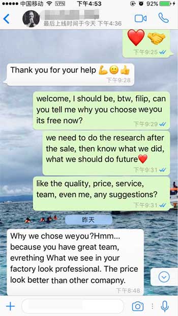 good feedback from client 3