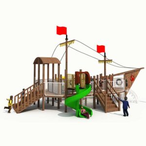 Custom Ship-Themed Wooden Outdoor Playset for Schools