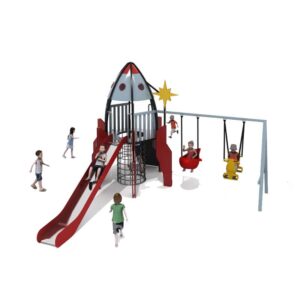 Rocket Outdoor Playground Set with Swing