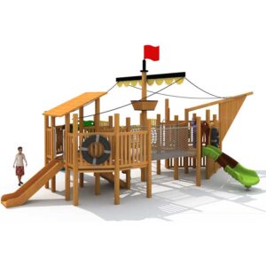 Wooden Pirate Ship Outdoor Playground Supplier