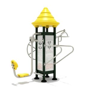 4-in-1 Outdoor Fitness Equipment – Leg Press, Shoulder Wheel, Suspended Rotary Wheel,Push-Up & Dip Station