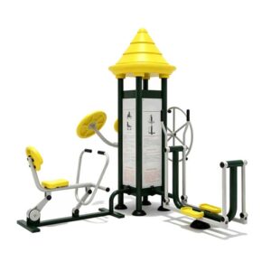 4-in-1 Outdoor Fitness Equipment – Rowing Machine, Tai Chi Wheel, Shoulder Wheel & Sky Stepper