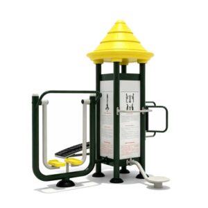 4-in-1 Outdoor Fitness Equipment – Sit-Up Board, Air Walker, Waist Twister & Push-Up & Dip Station