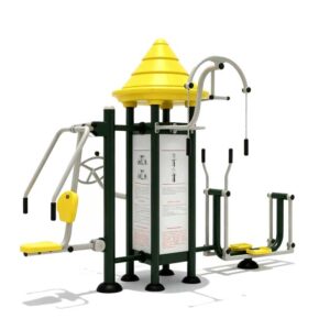 4-in-1 Outdoor Fitness Equipment – Sky Stepper, Seated Chest Press, Shoulder Wheel & Tractor