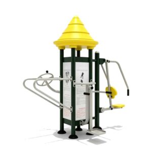 4-in-1 Outdoor Fitness Equipment – Surfboard, Seated Chest Press, Tai Chi Wheel & Push-Up & Dip Station