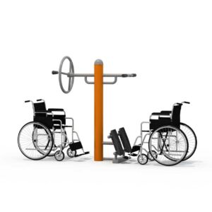 Wheelchair Accessible Outdoor Fitness Equipment – Shoulder Wheel & Seated Leg Press